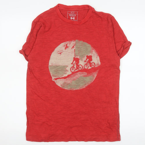 Roots Canada Men’s Red Graphic Cotton Crew Neck T-Shirt XS