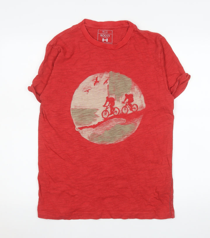 Roots Canada Men’s Red Graphic Cotton Crew Neck T-Shirt XS