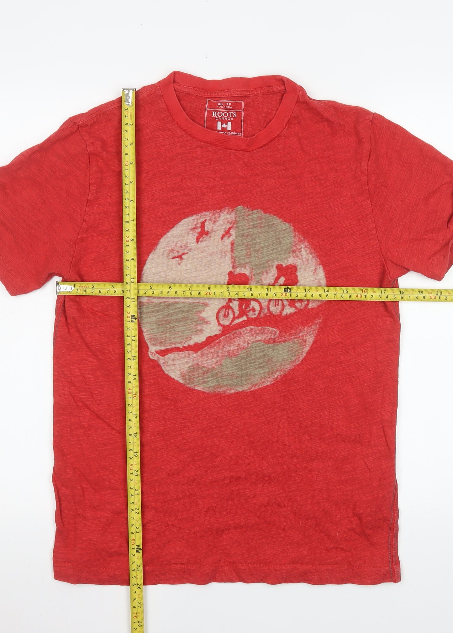 Roots Canada Men’s Red Graphic Cotton Crew Neck T-Shirt XS