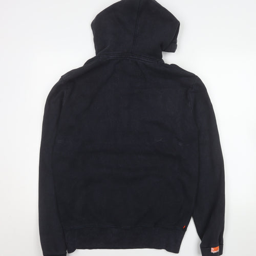 Superdry Men's Black Pullover Hoodie M Logo Fleece Sweatshirt