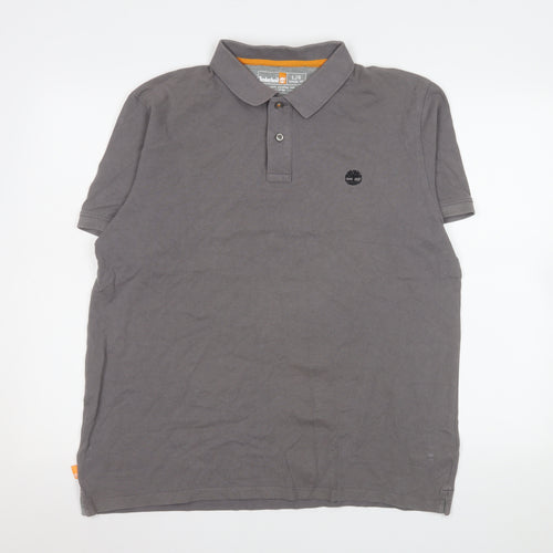 Timberland Men's Grey Regular Fit Cotton Short Sleeve Polo Shirt L