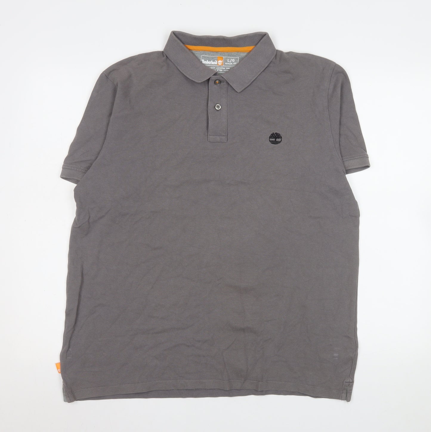 Timberland Men's Grey Regular Fit Cotton Short Sleeve Polo Shirt L