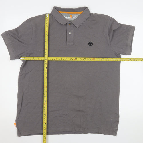 Timberland Men's Grey Regular Fit Cotton Short Sleeve Polo Shirt L