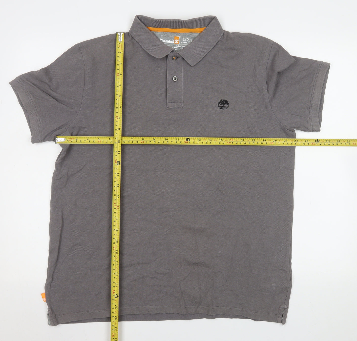 Timberland Men's Grey Regular Fit Cotton Short Sleeve Polo Shirt L