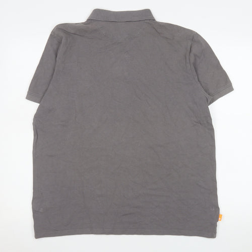 Timberland Men's Grey Regular Fit Cotton Short Sleeve Polo Shirt L