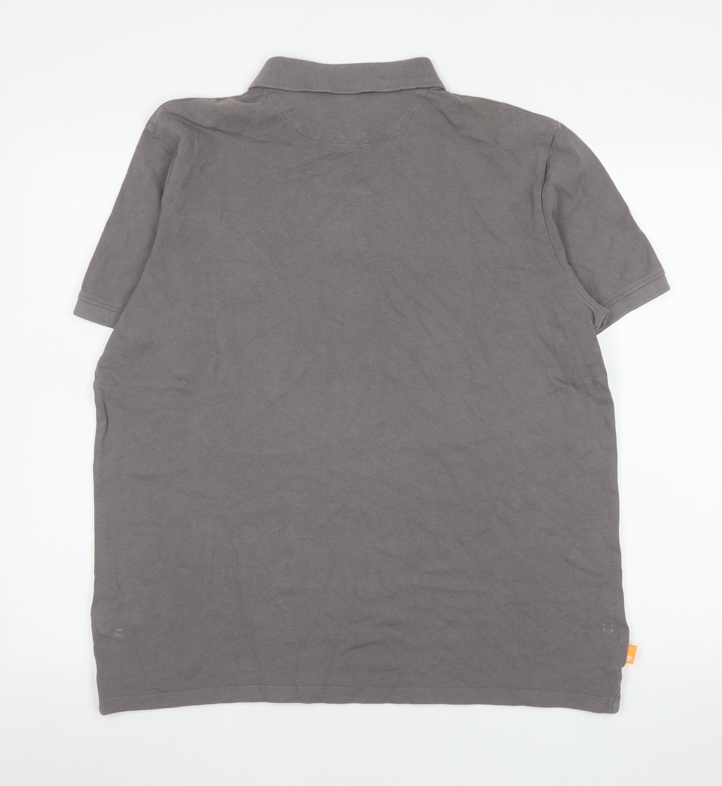 Timberland Men's Grey Regular Fit Cotton Short Sleeve Polo Shirt L