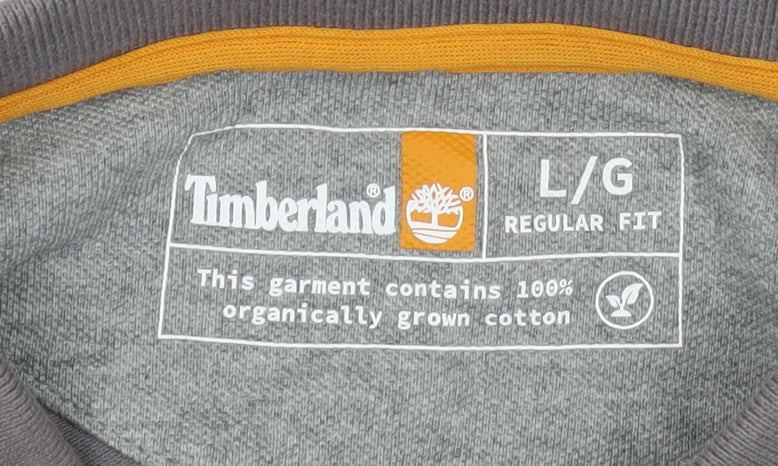 Timberland Men's Grey Regular Fit Cotton Short Sleeve Polo Shirt L