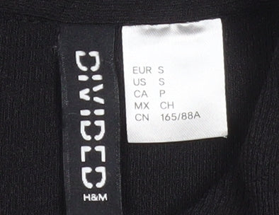 H&M Women Black Collared Ruched Long Sleeve Shirt Dress Size 8