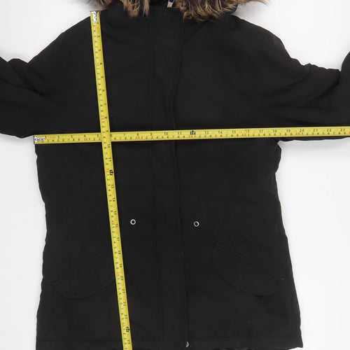 ONLY Women’s Black Faux Fur Hooded Parka Coat Size M