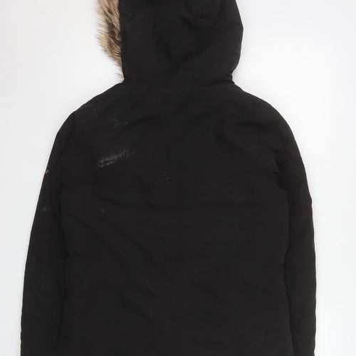 ONLY Women’s Black Faux Fur Hooded Parka Coat Size M