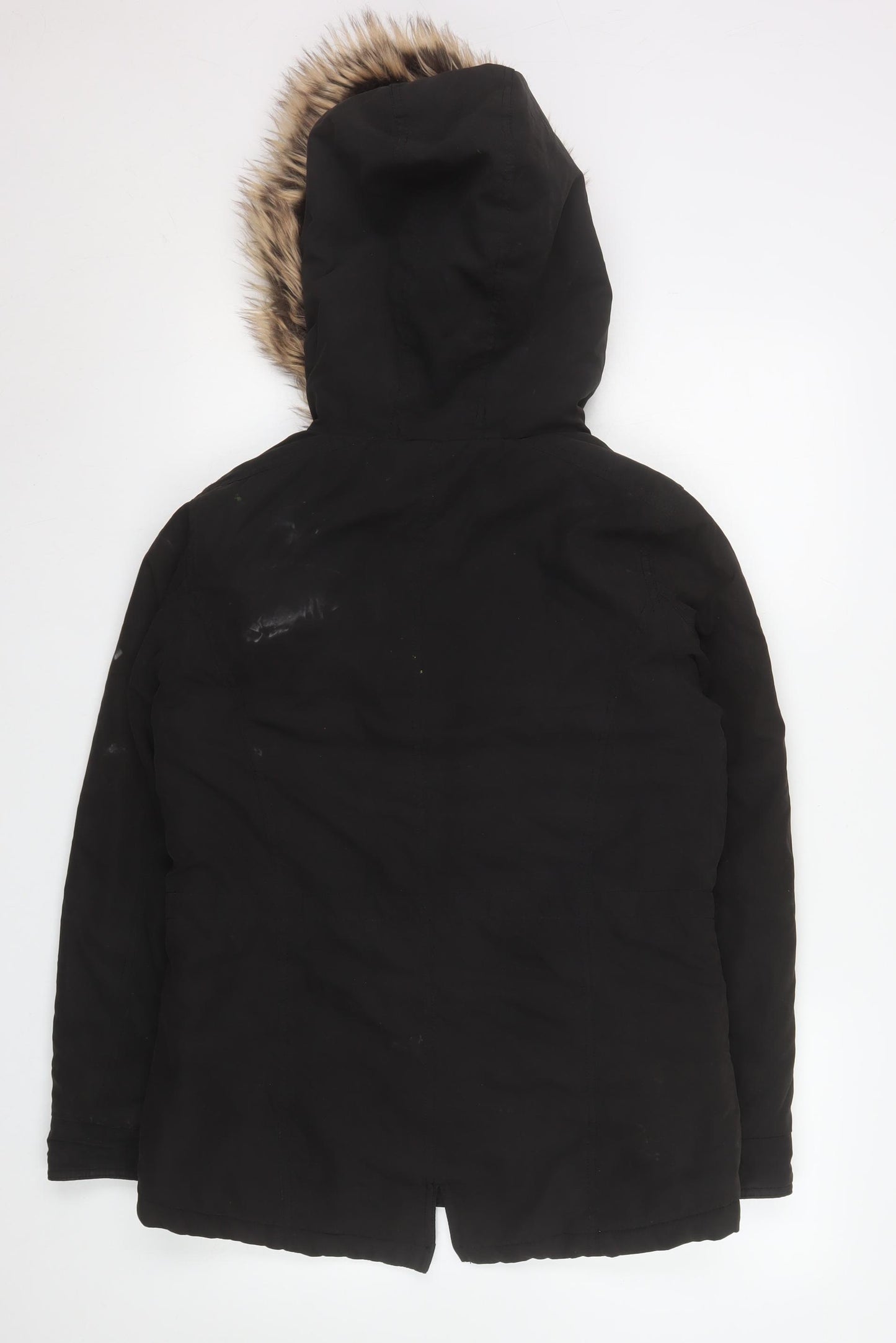 ONLY Women’s Black Faux Fur Hooded Parka Coat Size M