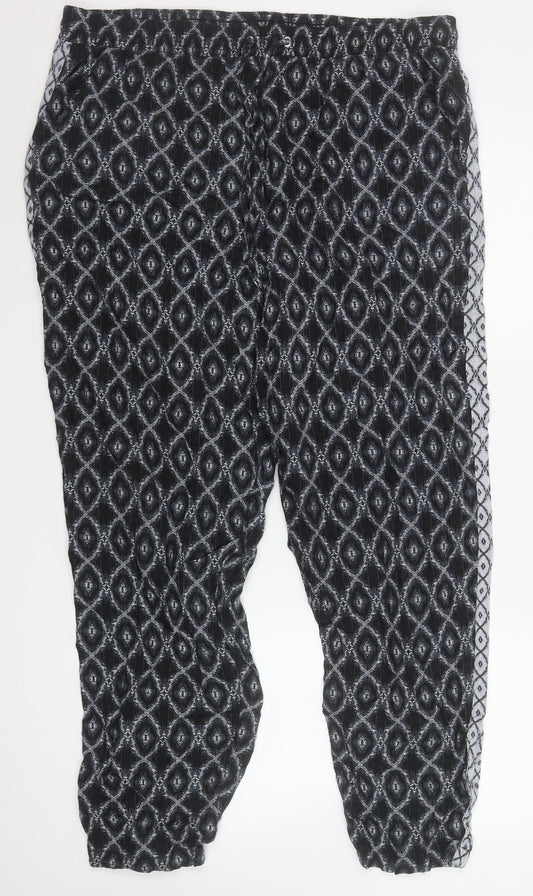 Atmosphere Women's Black Geometric Print Viscose Jogger Trousers Size 20