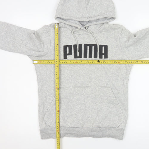 Puma Women's Grey Logo Pullover Hoodie Size 10 UK Cotton Blend