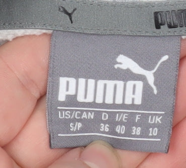 Puma Women's Grey Logo Pullover Hoodie Size 10 UK Cotton Blend