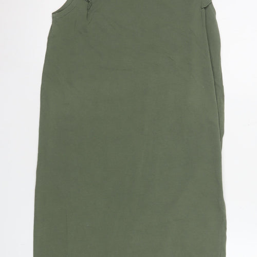 Hush Women Green Size 6 Sleeveless Shift Ruffle Cotton Dress