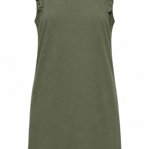 Hush Women Green Size 6 Sleeveless Shift Ruffle Cotton Dress
