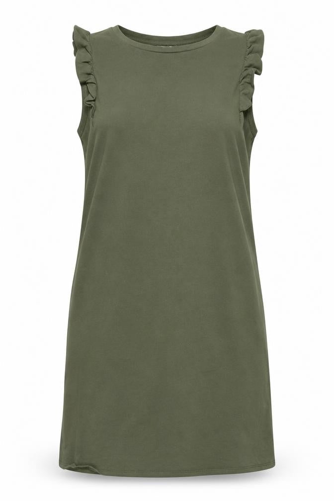 Hush Women Green Size 6 Sleeveless Shift Ruffle Cotton Dress