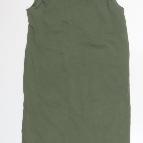 Hush Women Green Size 6 Sleeveless Shift Ruffle Cotton Dress