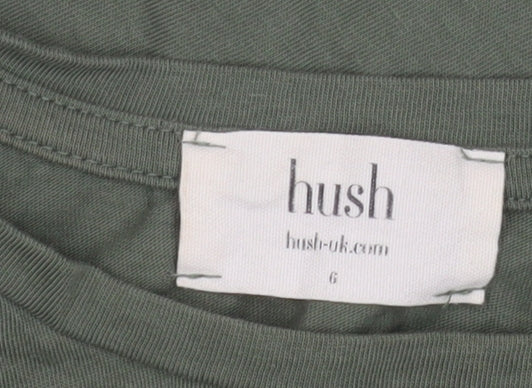 Hush Women Green Size 6 Sleeveless Shift Ruffle Cotton Dress