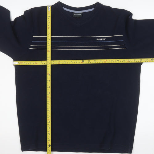 Kickers Men's Blue V-Neck Striped Pullover Sweatshirt M