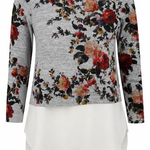 Oasis Women’s Grey Floral Long Sleeve Tunic Blouse Size 8
