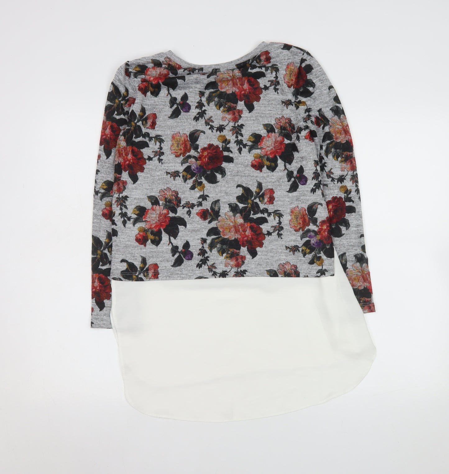 Oasis Women’s Grey Floral Long Sleeve Tunic Blouse Size 8