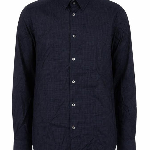 Ted Baker Men's Blue Geometric Slim Fit Cotton Long Sleeve Shirt M