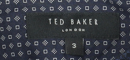 Ted Baker Men's Blue Geometric Slim Fit Cotton Long Sleeve Shirt M
