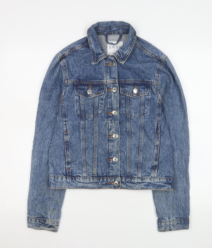 Denim Co. Women's Blue Cotton Basic Jacket Size 4
