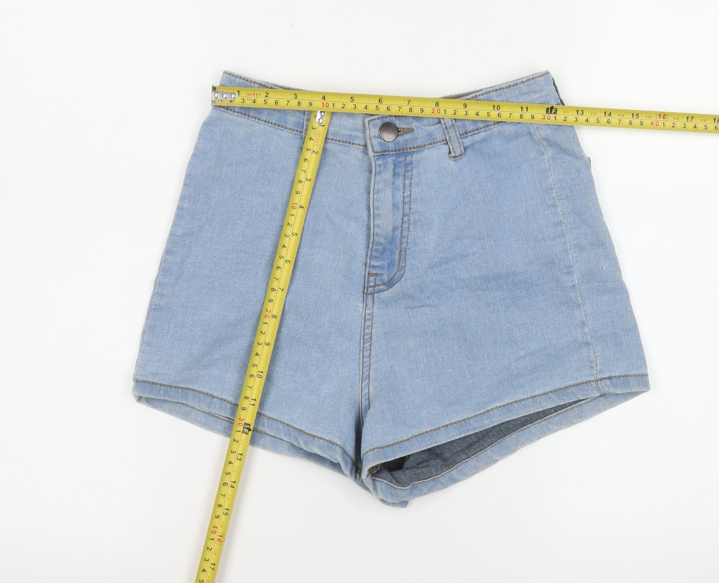 PrettyLittleThing Women’s Blue Denim High Rise Hot Pants Shorts Size 6