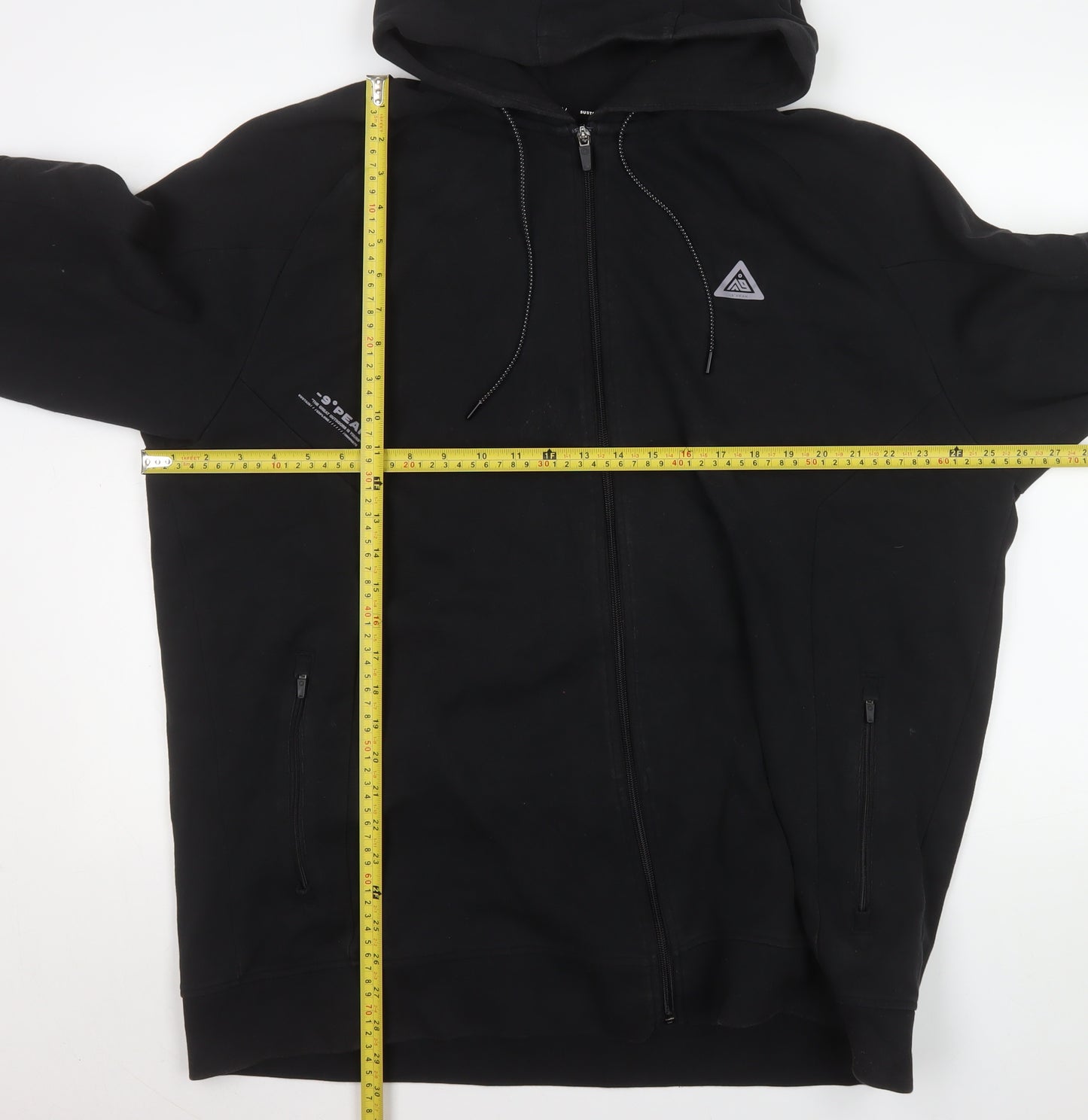 -9° PEAK Men Black 2XL Hooded Full Zip Casual Jacket