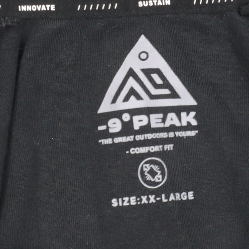 -9° PEAK Men Black 2XL Hooded Full Zip Casual Jacket