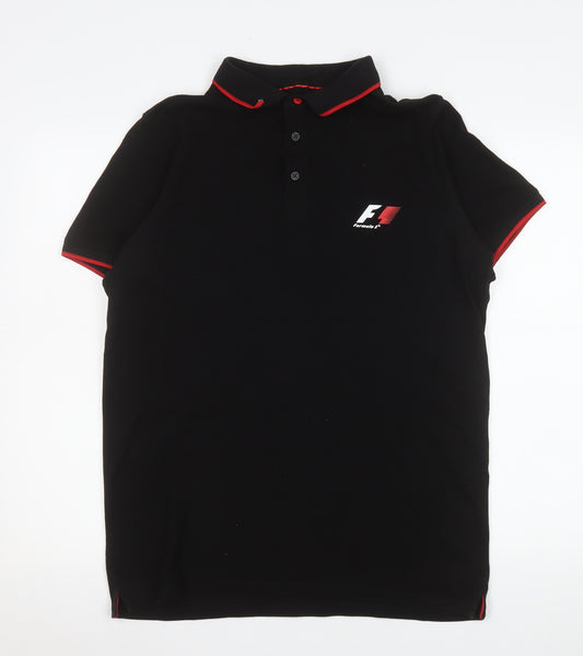 Formula 1 Men’s Black Polo Shirt L Short Sleeve Cotton Motorsport Top