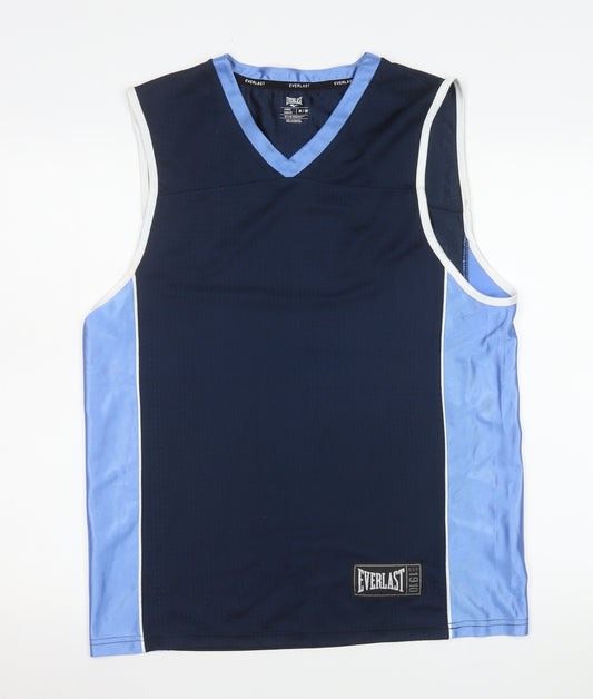 Everlast Men's Blue V-Neck Sports Tank Top M Moisture Wicking