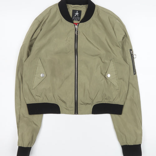 Atmosphere Women Green Bomber Jacket Size 12 Cropped Zip Style