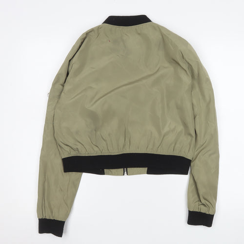 Atmosphere Women Green Bomber Jacket Size 12 Cropped Zip Style