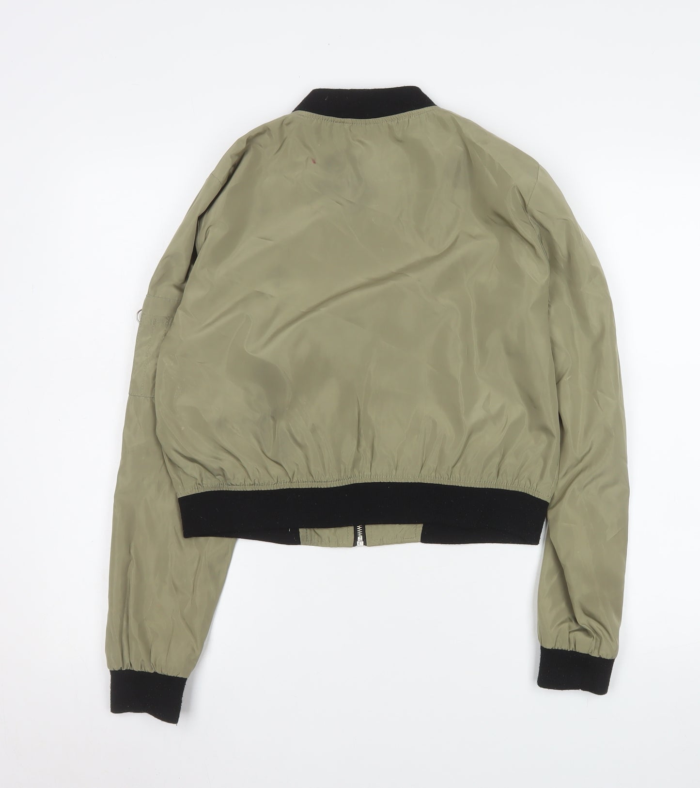 Atmosphere Women Green Bomber Jacket Size 12 Cropped Zip Style