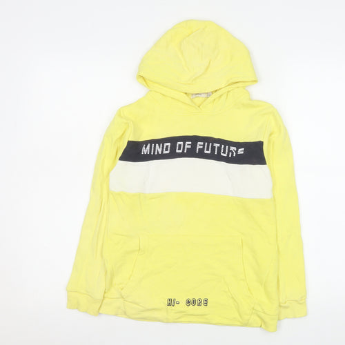 Sfera Boys Yellow Hoodie 9 Years Pullover Colourblock Graphic Sweatshirt