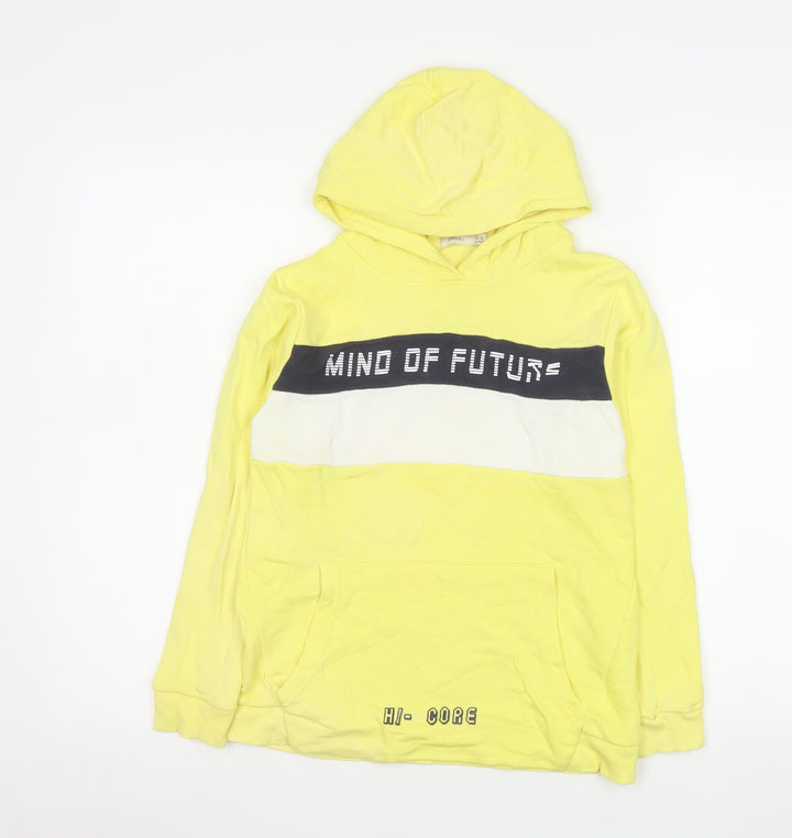 Sfera Boys Yellow Hoodie 9 Years Pullover Colourblock Graphic Sweatshirt