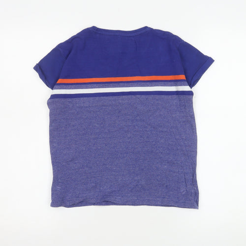 Diesel Boys Blue Striped Cotton T-Shirt Age 9-10 Short Sleeve Casual Top
