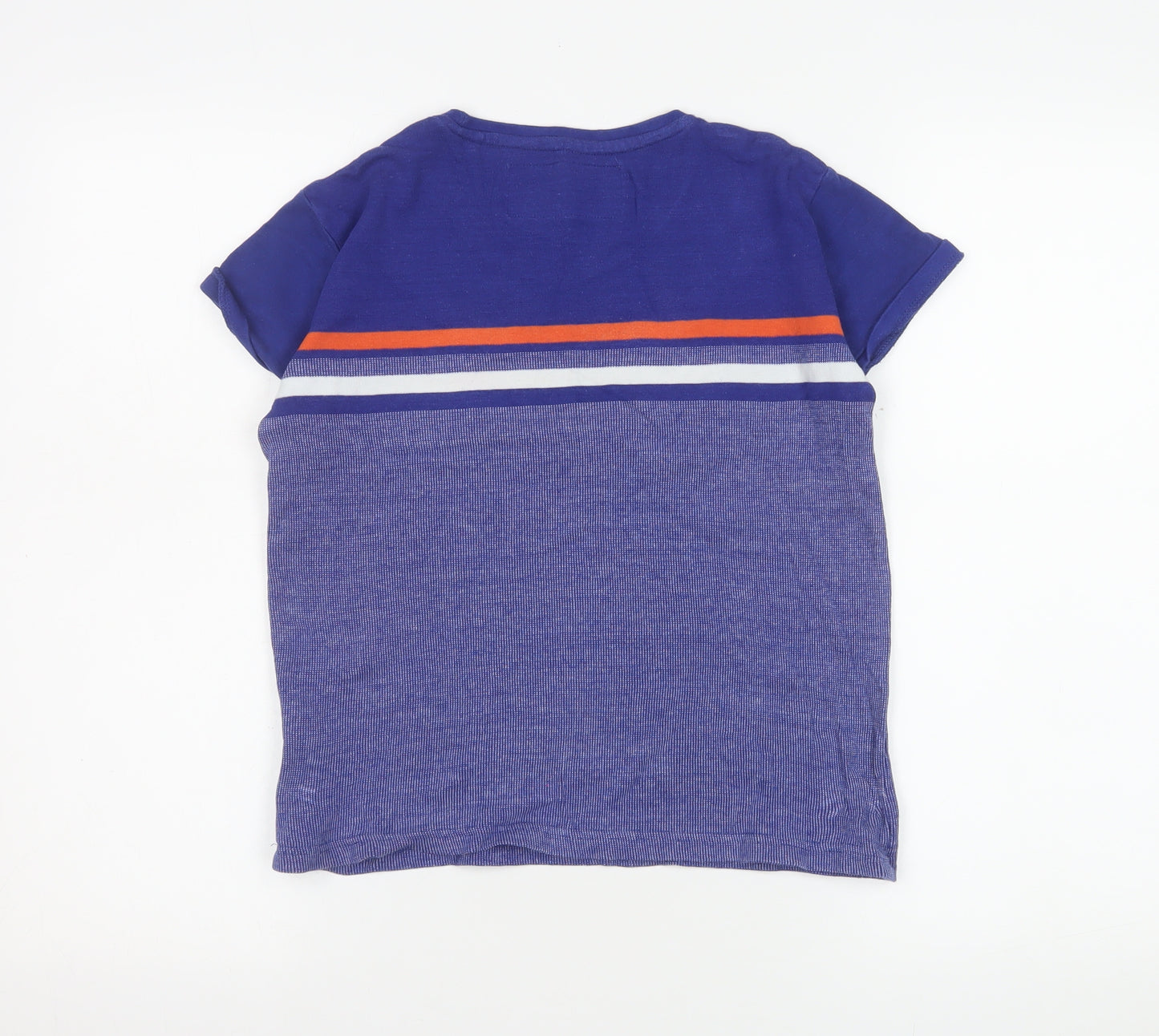 Diesel Boys Blue Striped Cotton T-Shirt Age 9-10 Short Sleeve Casual Top