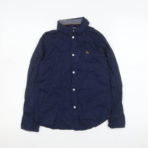 L.O.G.G. Boys Blue Polka Dot Button-Up Cotton Shirt 9-10 Years