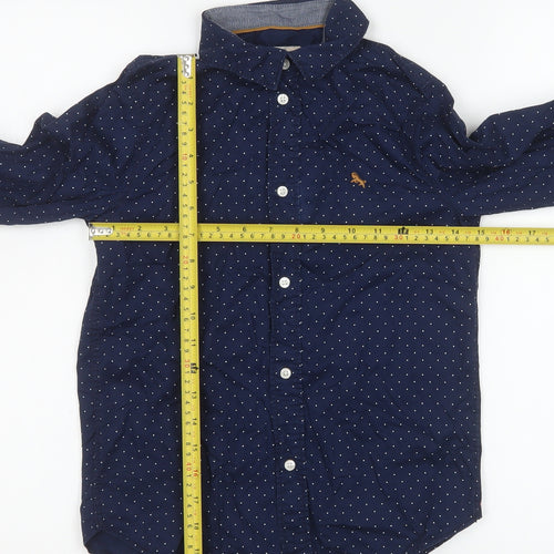 L.O.G.G. Boys Blue Polka Dot Button-Up Cotton Shirt 9-10 Years
