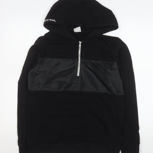 Jack & Jones Men's Black L Hooded 1/4 Zip Basic Jacket