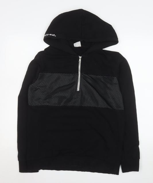 Jack & Jones Men's Black L Hooded 1/4 Zip Basic Jacket