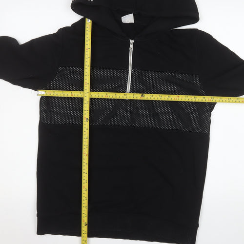 Jack & Jones Men's Black L Hooded 1/4 Zip Basic Jacket