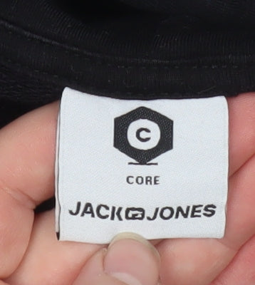 Jack & Jones Men's Black L Hooded 1/4 Zip Basic Jacket