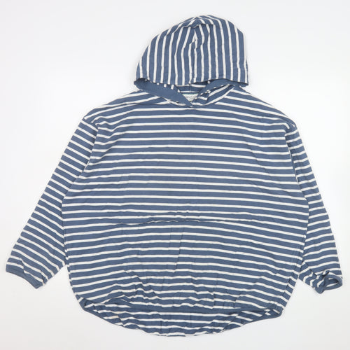 Carolyn Donnelly The Edit Womens Blue White Striped Cotton Hoodie UK L