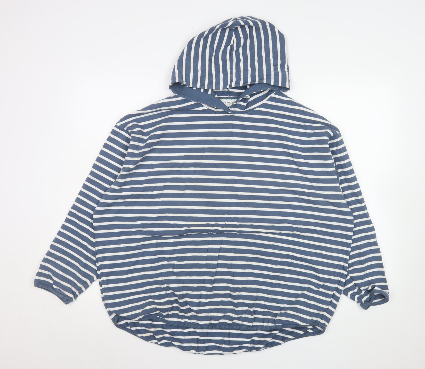Carolyn Donnelly The Edit Womens Blue White Striped Cotton Hoodie UK L