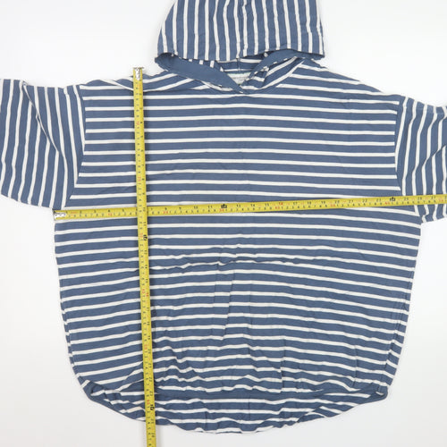 Carolyn Donnelly The Edit Womens Blue White Striped Cotton Hoodie UK L